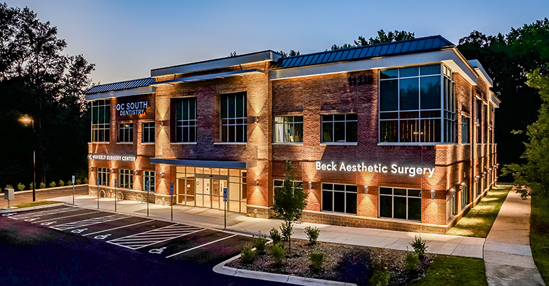 Beck Aesthetic Surgery building exterior at night